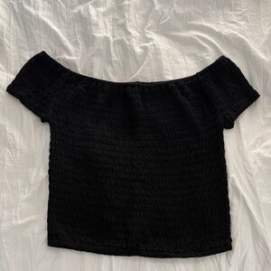 Smocked Black Off-Shoulder Top